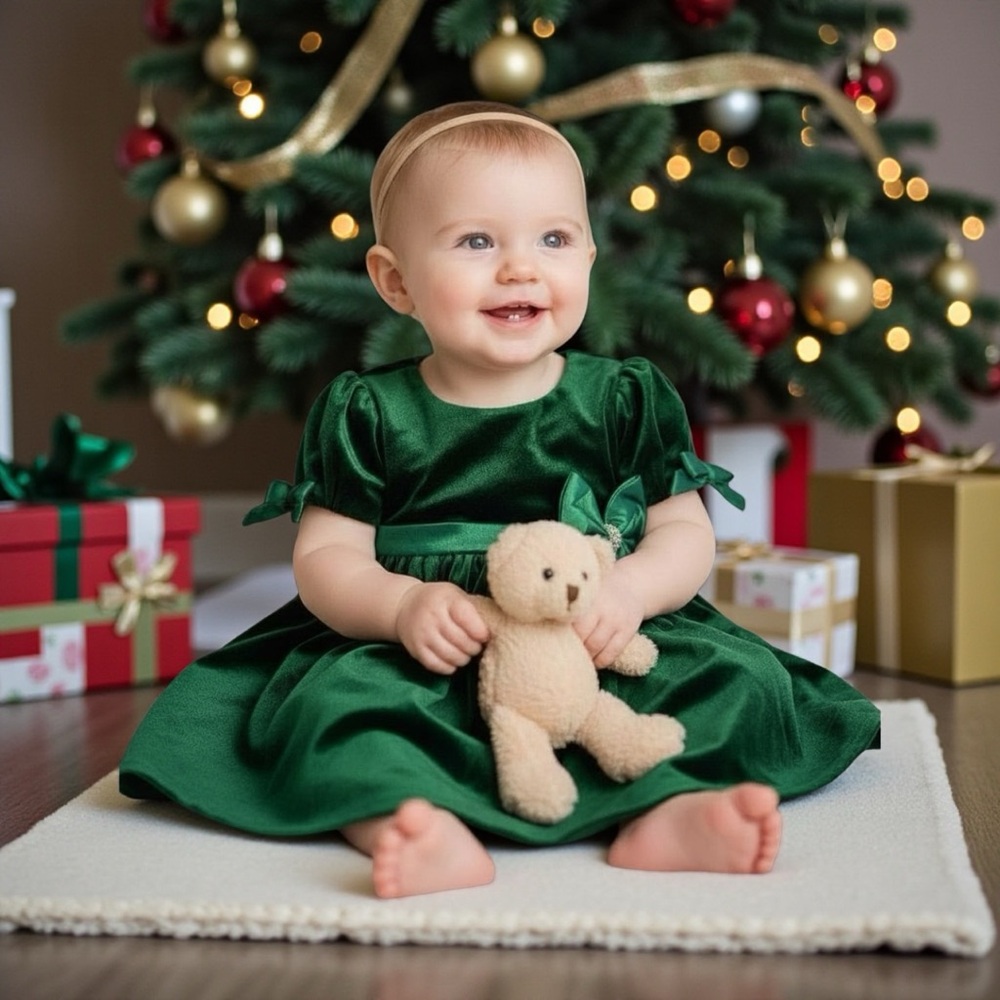 NWT Rare Editions Dress & Bloomer 2-Piece Set Holiday Outfit Girl 6-9 Mo Hunter